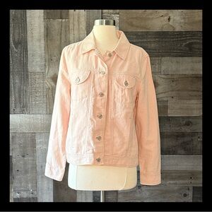 J.Jill pink linen jean jacket small pastel softgirl coastal cowgirl wanderlust